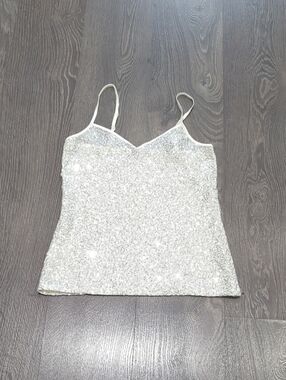 Express Silver Sequin Spaghetti-Strap Cami